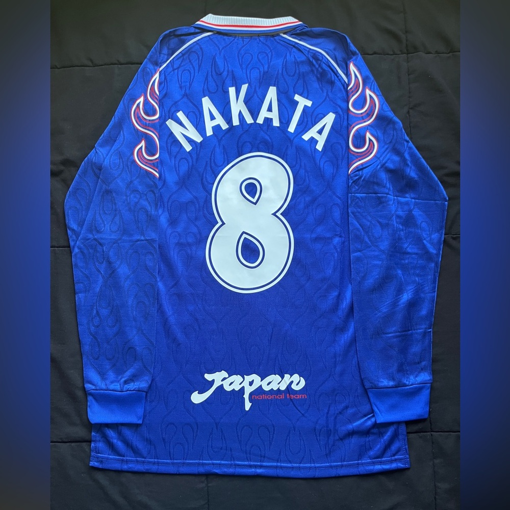 Nakata #8 Longsleeve Retro Japan jersey home blue soccer football 1998